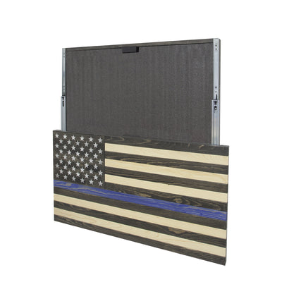 American Flag Concealment Cabinet - Blue Line