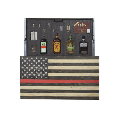 American Flag Concealment Cabinet - Red Line