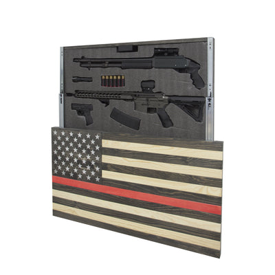 American Flag Concealment Cabinet - Red Line