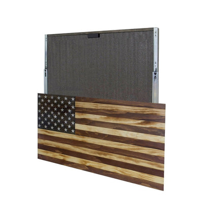 American Flag Concealment Cabinet - Torched Rustic